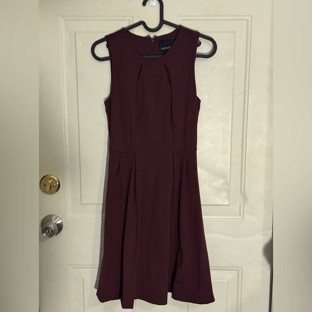 Cynthia Rowley Burgundy Sleeveless Fit & Flare Dress Elegant Knee Length